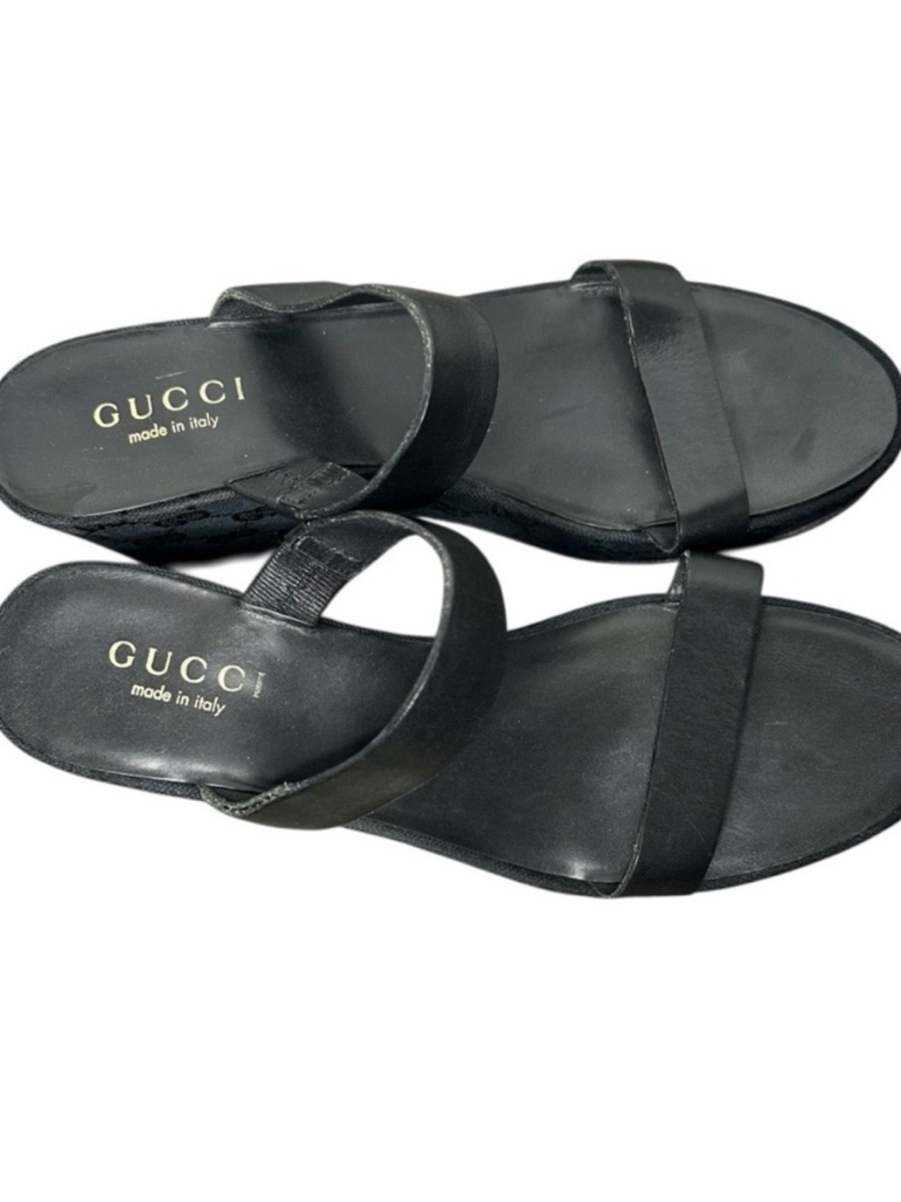 Gucci Black Monogram Platform Slide Sandals - Picture 3 of 7